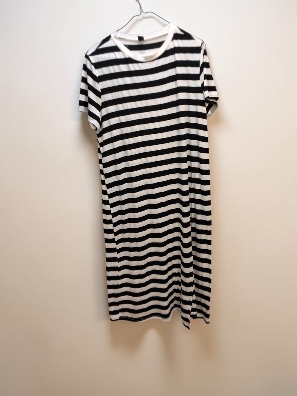 shein jersey dress | Dresses | Shein Black White Striped Midi Tshirt Boho